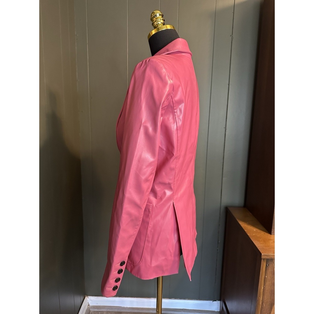 Vintage Shape Fx Bubblegum Pink Polyvinyl Blazer 10 Boss Babe Unique Retro - Picture 7 of 13